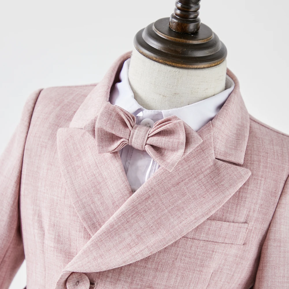 Boys Suit For Weddings Birthday Little Boy Gentleman Outfit Formal Suits Children Coat Strap Shorts Bow Tie Clothes Set