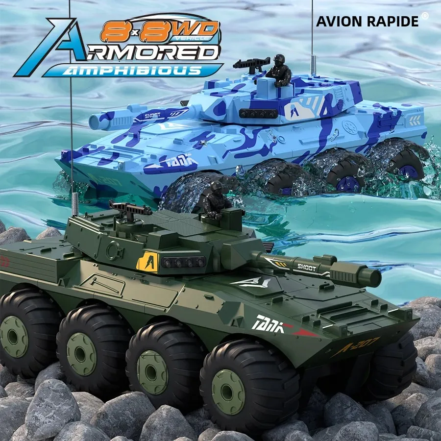Vue de côté du Robot Tank RC 1802 montrant ses chenilles robustes et sa tourelle pivotante, char télécommandé prêt à l'action.