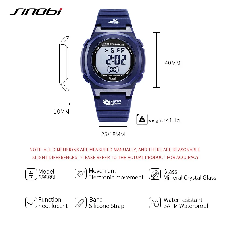 SINOBI Woman Digital Watches Sports Waterproof Bracelet Clock Gold Electronice LED Wristwatch Male Female Casucal Montre Relogio