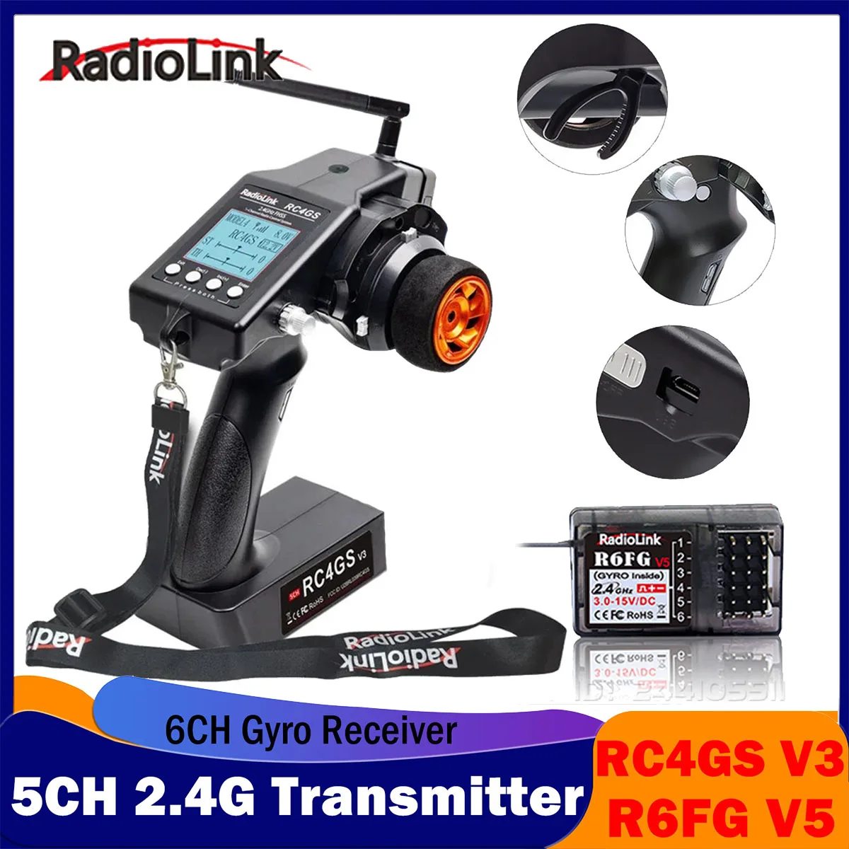 RadioLink-RC4GS-V3-5CH-Transmitter-2-4G-Remote-Controller-R6FG-Gyro-6CH ...