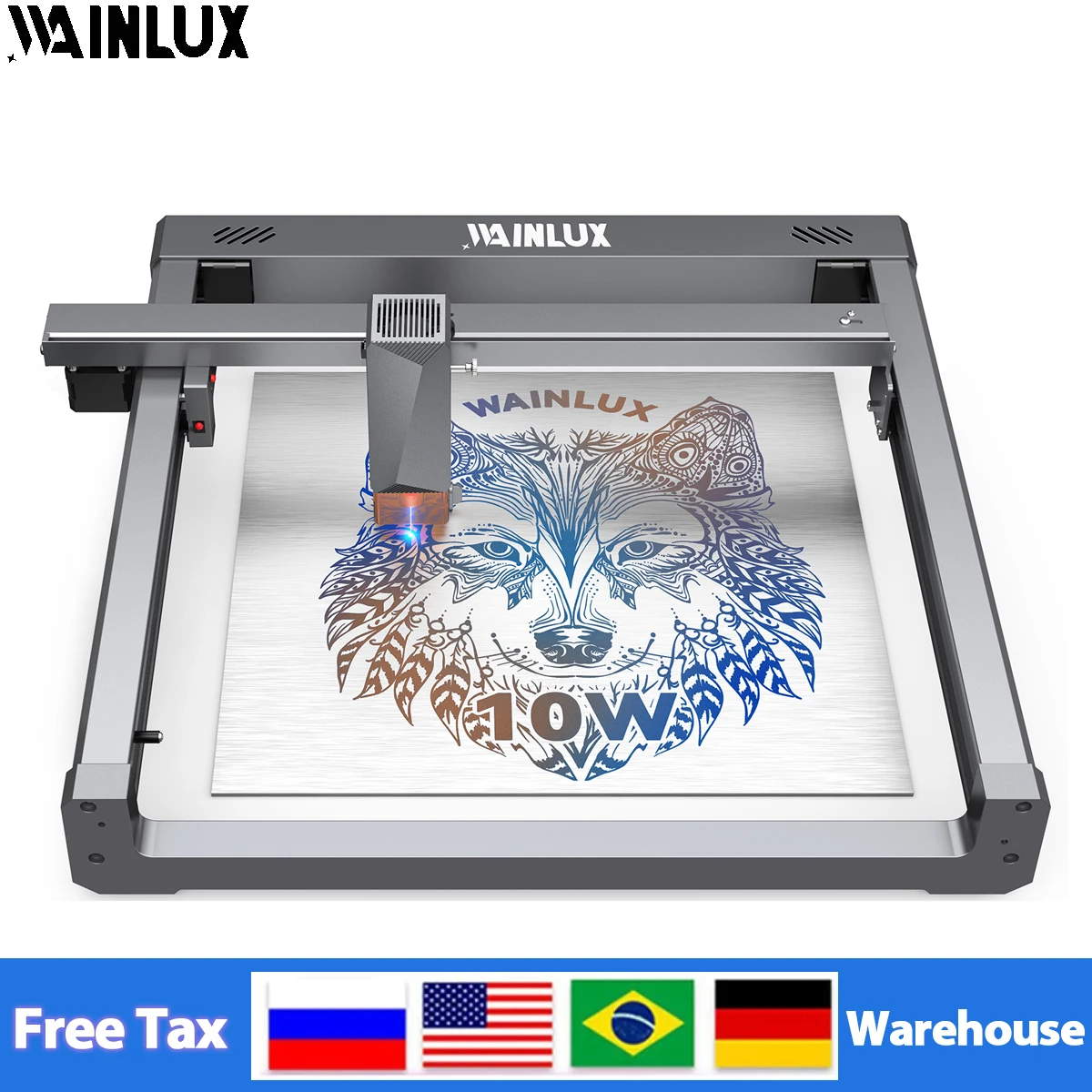 

Лазерный гравер WAINLUX L6 без налогов, деревообрабатывающий Мощный лазерный гравер 80 Вт, инструменты для рукоделия для металла/ткани/акрила