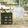New 10000mA Large Size Outdoor Camping Fan High Wind Power Silent Circulator Fan with Remote Control Ambient Light Charge Output 2