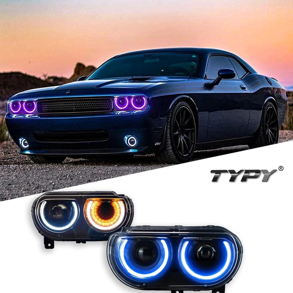 Car For Dodge Challenger RGB Headlight 2008-2014 Upgrade Modified to New DRL Dynamic Turn Signal LED Headlight Auto Accessories