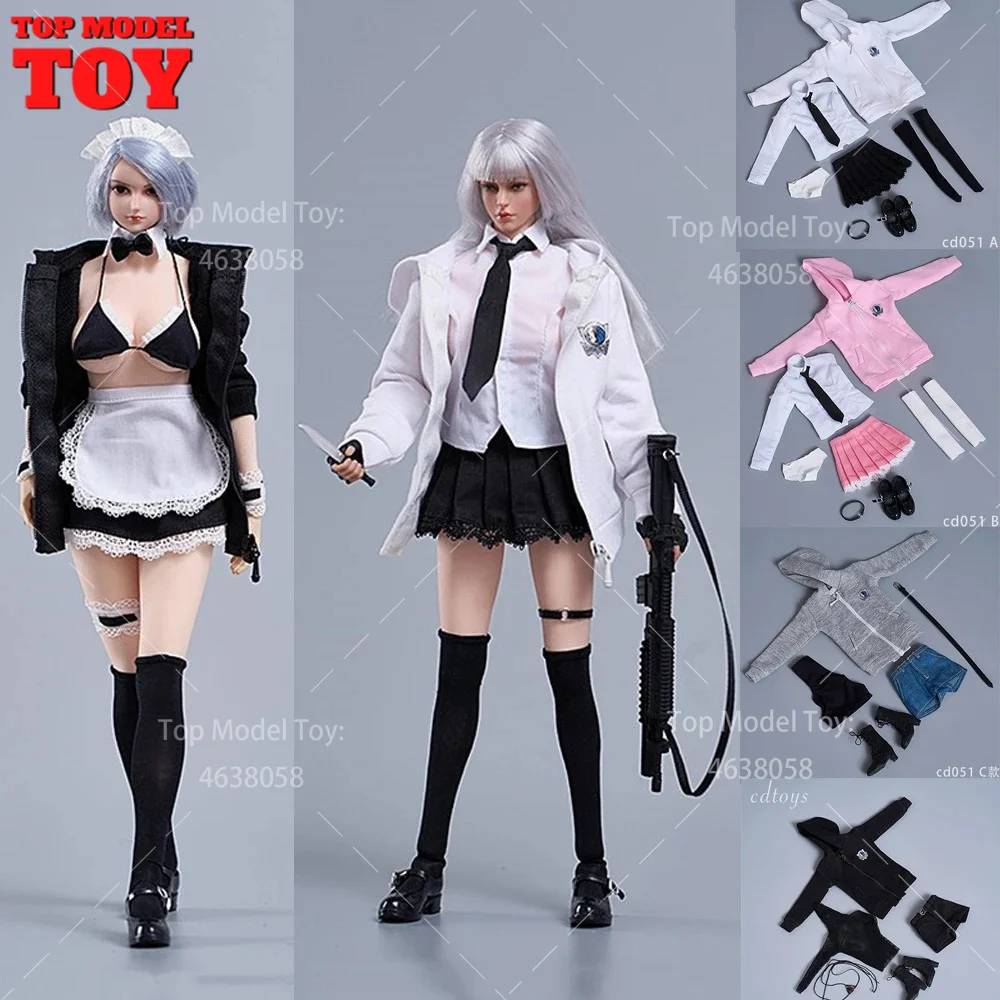 

Cdtoys cd051 масштаб 1/6, платье служанки-солдата, студенческий свитер, костюм, одежда, модель подходит для 12-дюймовых экшн-фигурок, кукол