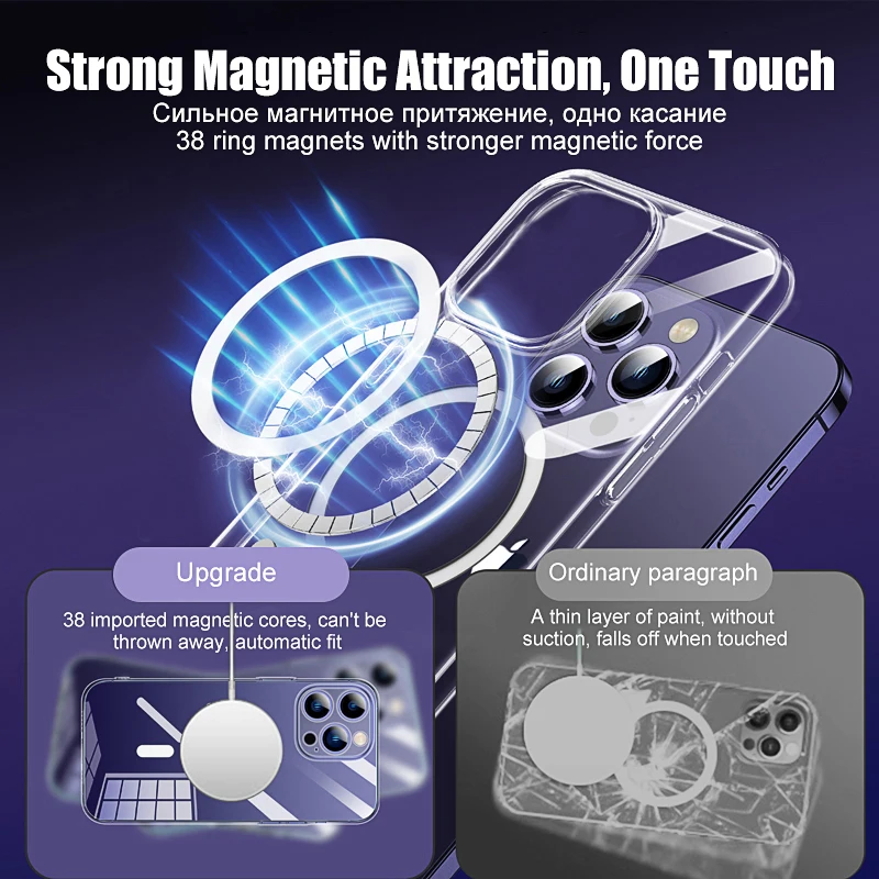 Magsafe   ̽   iPhone 14 11 12 13 15 Pro Max ׳ƽ ̽ XR X XS 7 8 15 Plus Clear Cover