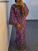 VONDA Bohemian Party Dress Elegant Women Printing Sundress Vintage Flare Long Sleeve Maxi Vestidos Oversized O-Neck Robe Femme - Image 3