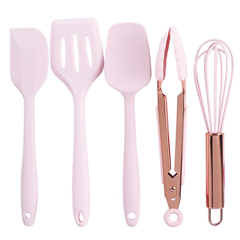 

5 Pcs/Set Children's Baking Tools Bread Spatulas Scraper Whisk Silicone Cooking Utensils Kit Stainless Steel Mini