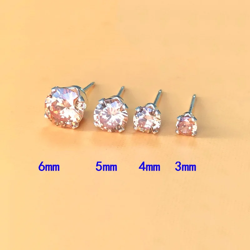 Echte 925 Sterling Silber Zirkonia Ohrstecker 6 mm/5 mm/4 mm/3 mm AAA CZ Solitär Ohrringe Geburtsstein Silber Ohrstecker – Detail 17
