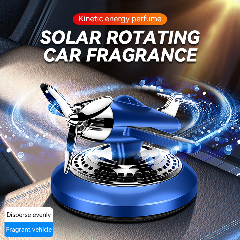 Solar energy powered rotating propeller fighter car air freshener scent perfume airplane fragrance diffuser dashboard aroma men