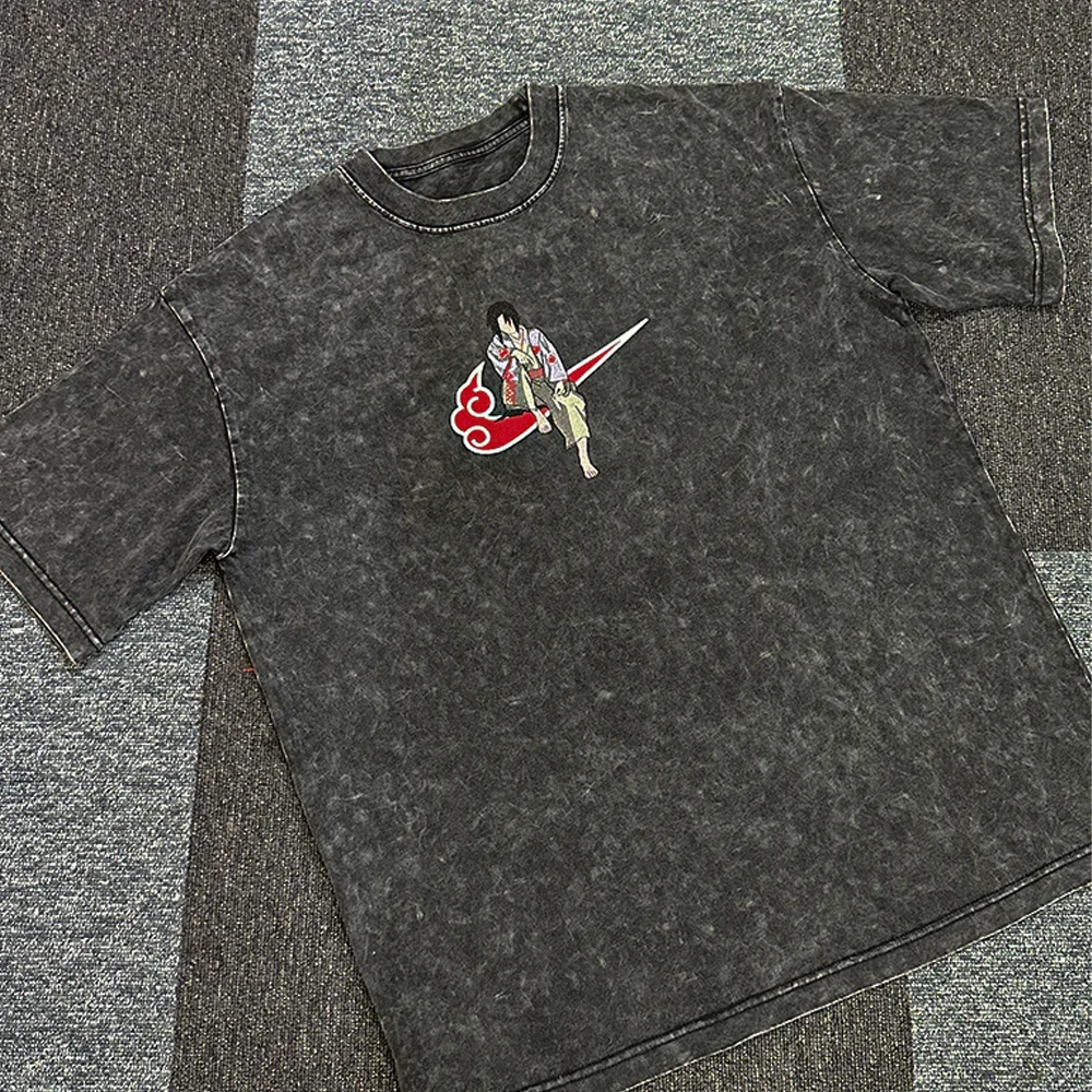 

Hip Hop Streetwear T-Shirt Men Japanese Anime Naruto Print T Shirt Harajuku Cotton Casual 2024 Summer Short Sleeve Tshirt Black