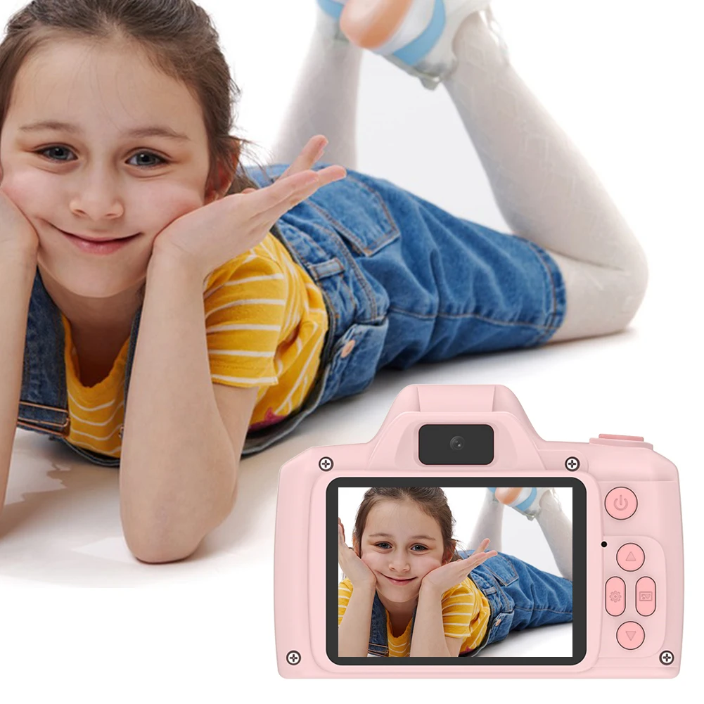 어린이용 긴 렌즈 셀카 카메라, 1080P HD 2.4 인치 IPS 스크린 디지털 카메라 장난감, 4000W 픽셀 어린이 카메라, 생일 축제 선물