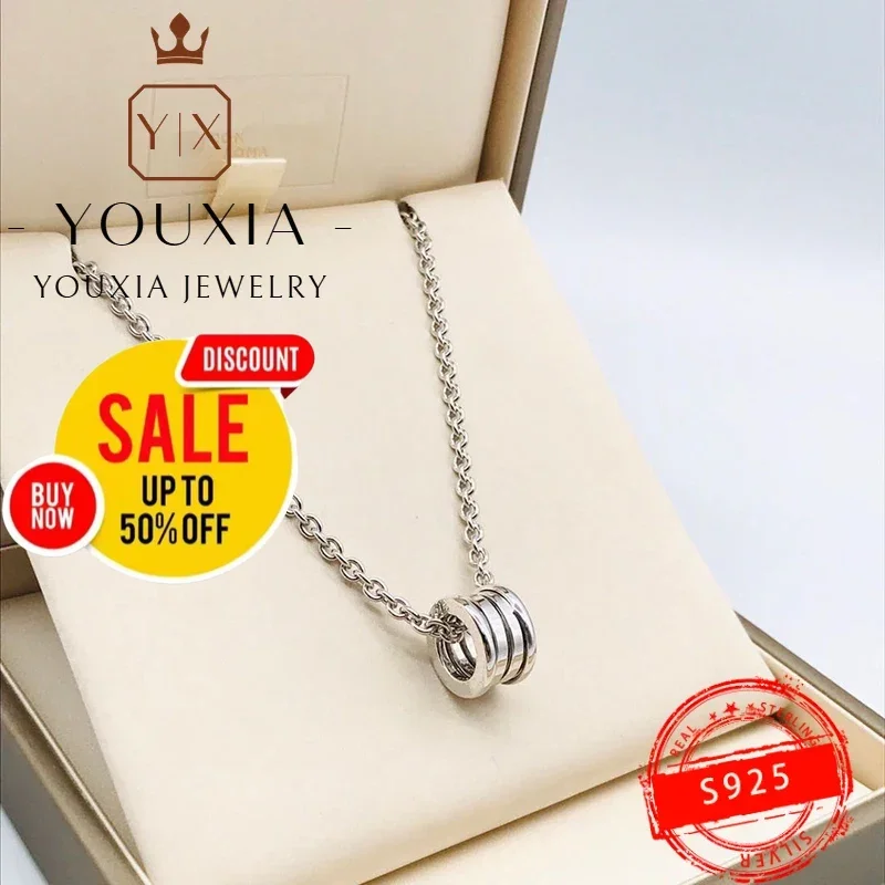 Hot selling European and American s925 Silver simple design fashion Couple springs Necklace Luxury Jewelry necklace for women