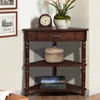 Small corner table for small Spaces, 33.8 "wooden triangular side table with drawers and 2 open shelves 3