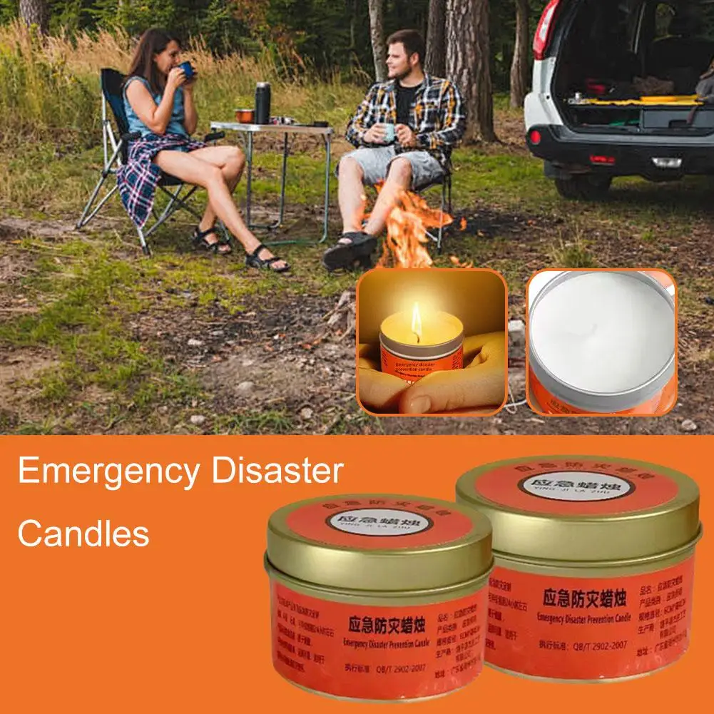 Emergency Disaster Candles 30 Hour Tea Light Flat Container Windproof Long Burning Food Warmer Tea Light Candle Home