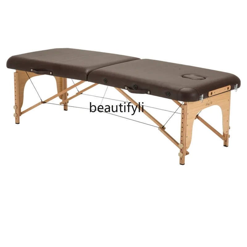 New Folding Massage Bed Beauty Body Massage Acupuncture Tattoo Bed Household Portable Beech Health Care Weight Loss Bed