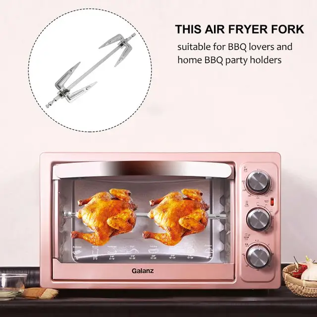 Forchette Per Friggitrice Ad Aria E Girarrosto - Acciaio Inox 27cm, Per Pollo E Pesce, 2 Pezzi - Foto 6
