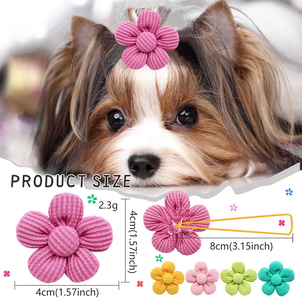 Title 4, 10PCS Solid Color Pet Dog Bows Puppy Flower Hai...