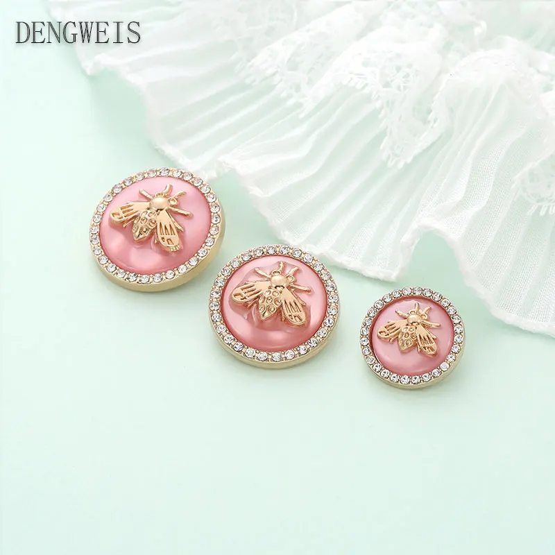 6 stücke Bienen knöpfe Strass Diamant Deko Nähen Metall knöpfe für Kleidung Mantel Strickjacke DIY Handarbeit Zubehör 18/23/25mm – Detail 5