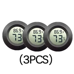 Round Digital LCD Thermometer for Indoor Use - Temperature and Humidity Meter (3PCS)