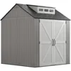 Resin Outdoor Storage Shed With Floor (7 x 7 Ft), Weather Resistant, Gray, Organization for Home/Backyard/Garden Tools 3