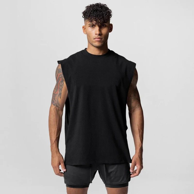 New Fashion Fitness Shirts Open wide Side Cut Off Tank Top For