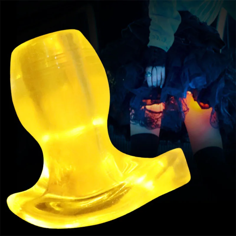 Luminous Hollow Anal Plug Dildo For Men Penis Inserting Anus Expand/Speculum/Tunnel Vaginal Clean SM Enema Sex Toys For Women