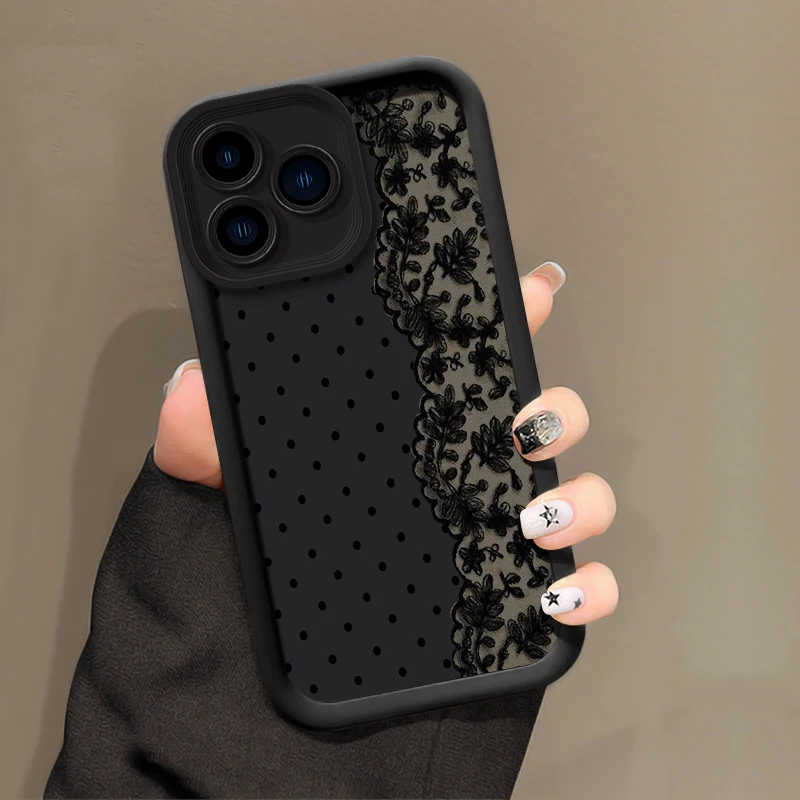 Circular Dots Lace Print Shockproof Phone Case Cover