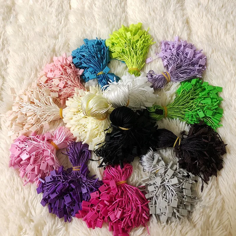 100 Pcs Clothing Labels Garment Labels Plastic Tags 18cm DIY Clothes Tag Clothing Wire Rope Single-Hand Rope Hanging Plastic Beads Square Tags Labels Polyester Cord