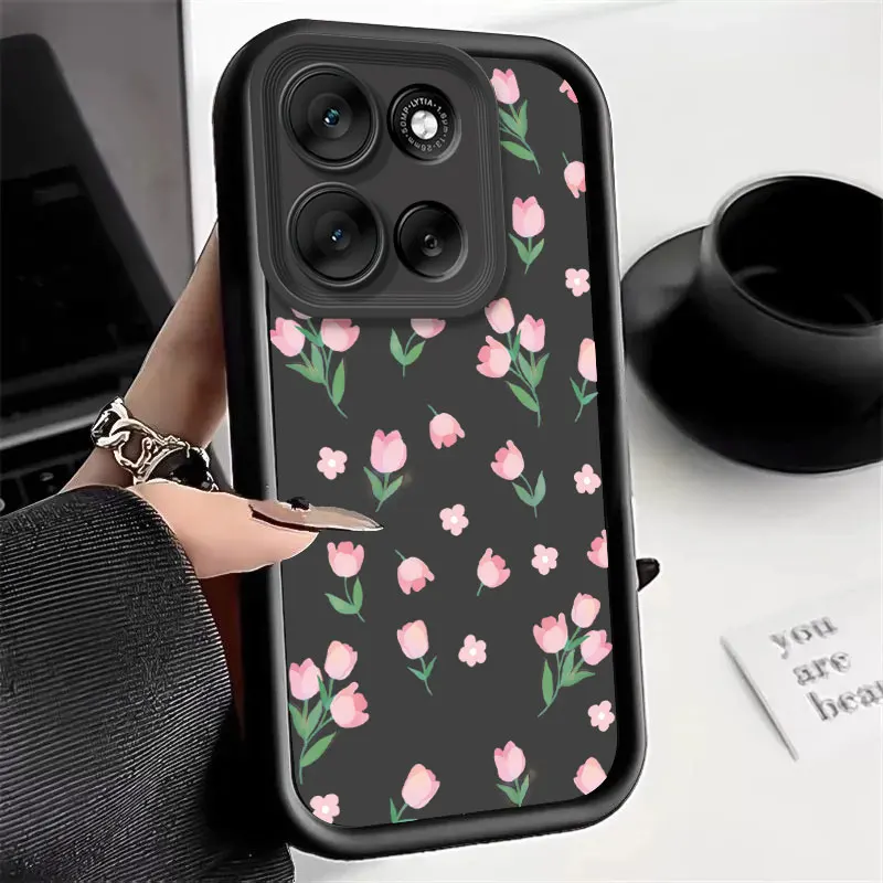Tulip Flower Shockproof Soft Silicone Phone Case with Protective Bumper