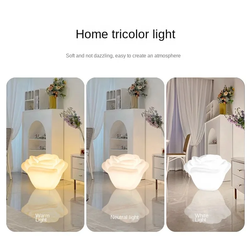 Nordic Petal Floor Light Cream Wind Night Light for Bedroom Living Room Decorative Lamp Luxury Vertical Lamp for Homes