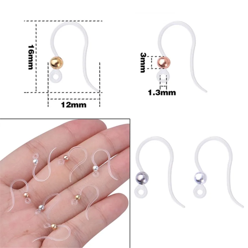 20pcs Safety Non-Allergenic Plastic Earring Hooks Ear Wire Findings for DIY Sensitive Ears Jewelry Making Supplies