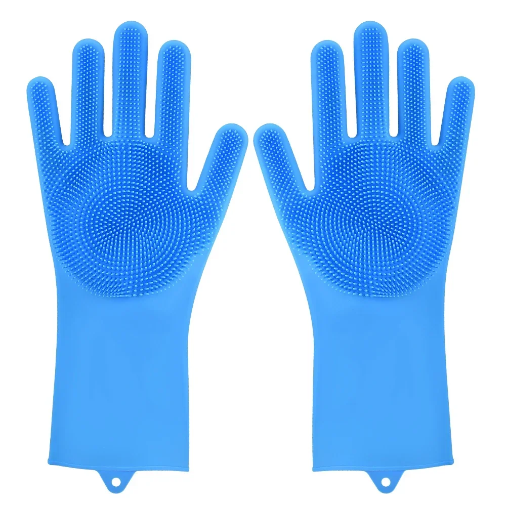 Dishwashing Gloves 2 pcs Latex Dishwashing Gloves Silicone Scrubber Gloves Eco-Friendly Household Home Cleaning Car Pet Caring Helper Sponge