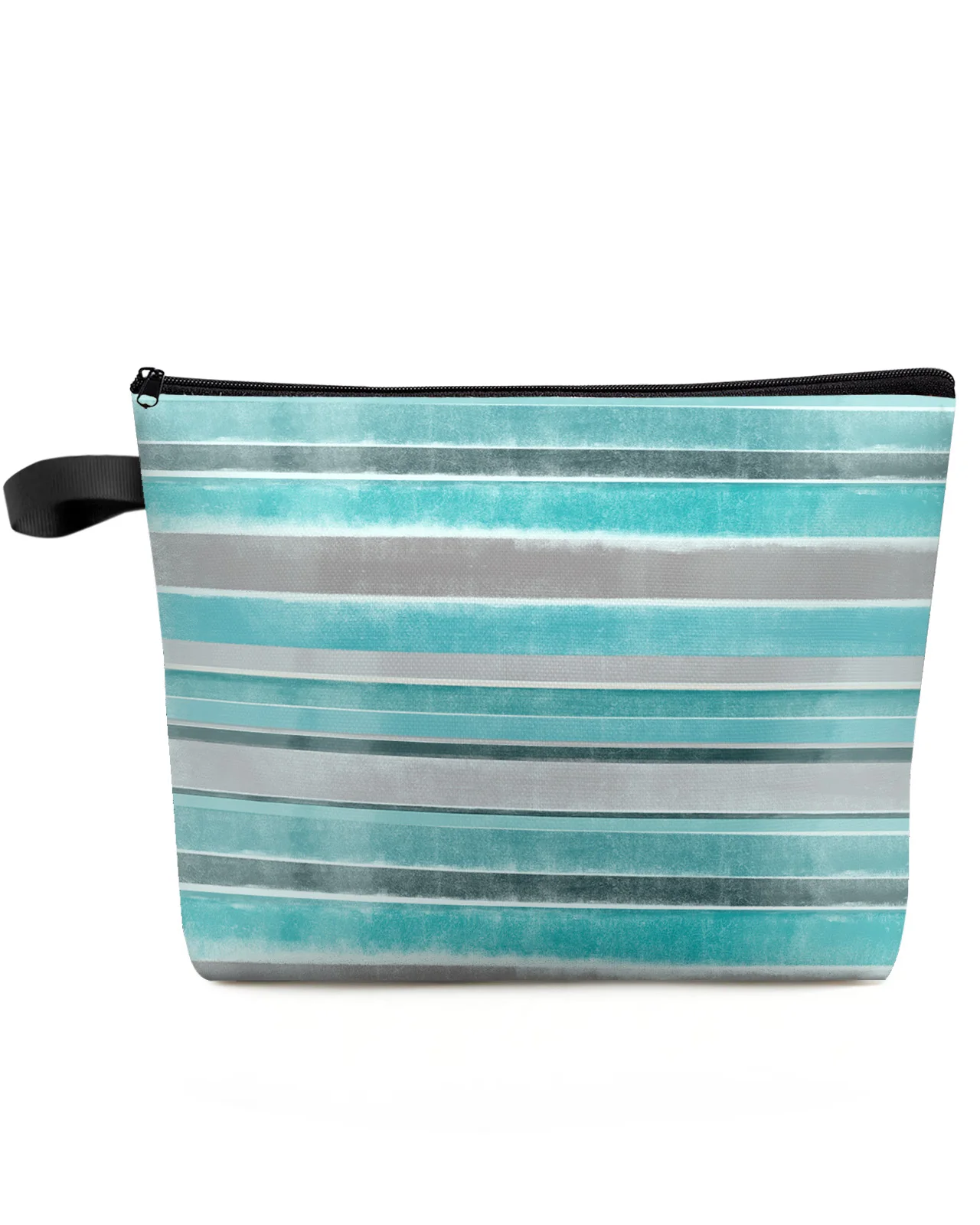 

Nordic Striped Textured Turquoise Makeup Bag Pouch Travel Essentials Women Cosmetic Bags Toilet Organizer Storage Pencil Case