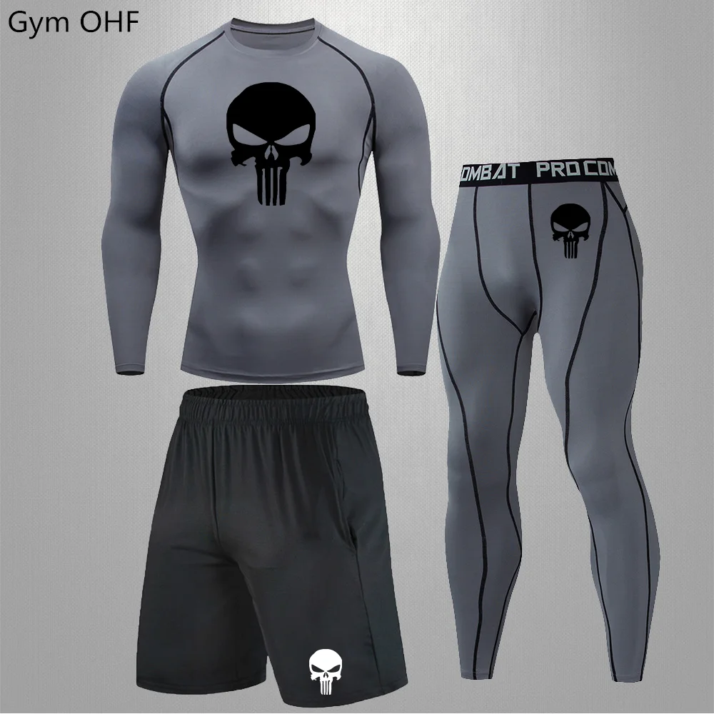 

Dry Fit Men's Training Sportswear Set Gym Fitness Compression Sport Suit Rashguard Muay Thai Kickboxing Boxing Jerseys Sets Men