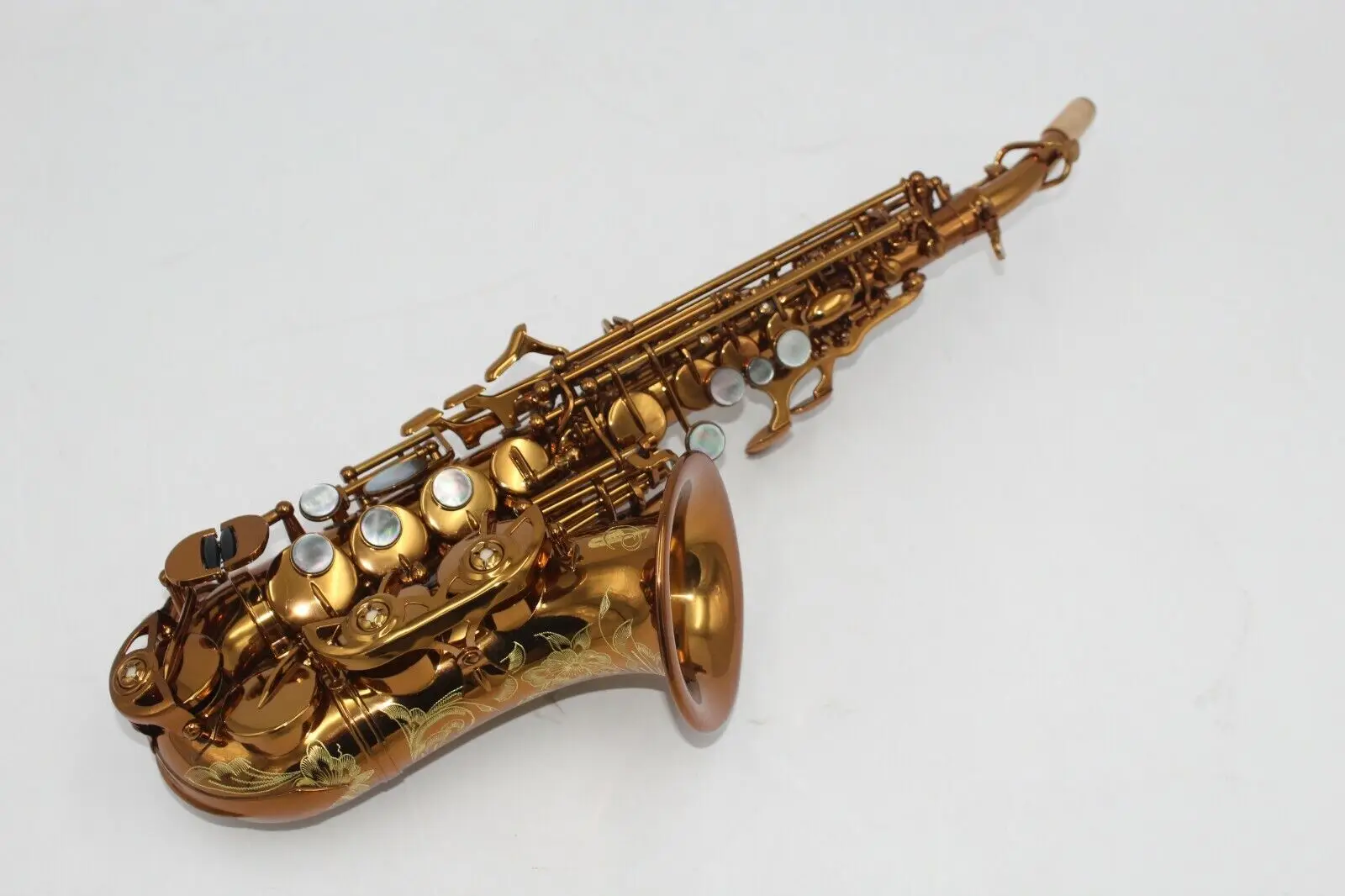 

Eastern music candy brown dark lacquered Curved Soprano Saxophone on promotion