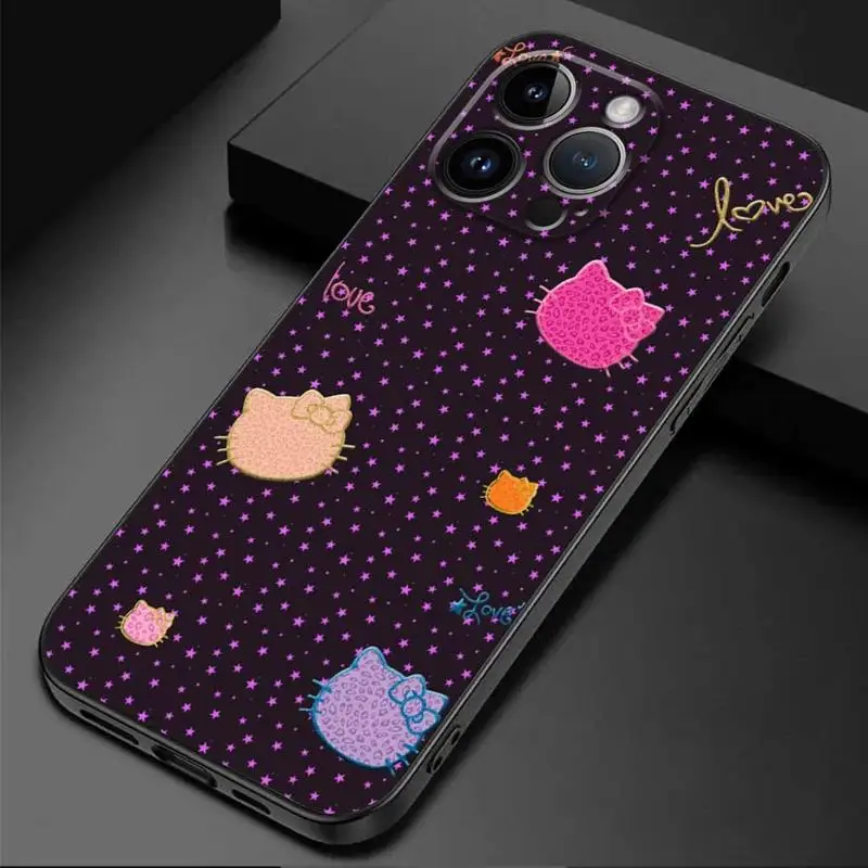 thumbnail image 1 of Funda de teléfono de estilo negro de Hello Kitty, varios colores, para iPhone 14, 11, 13, 12 Pro Max, XR, X, XS, 8, 7, 6, 6S Plus, MINI funda de silicona, 1 of 5