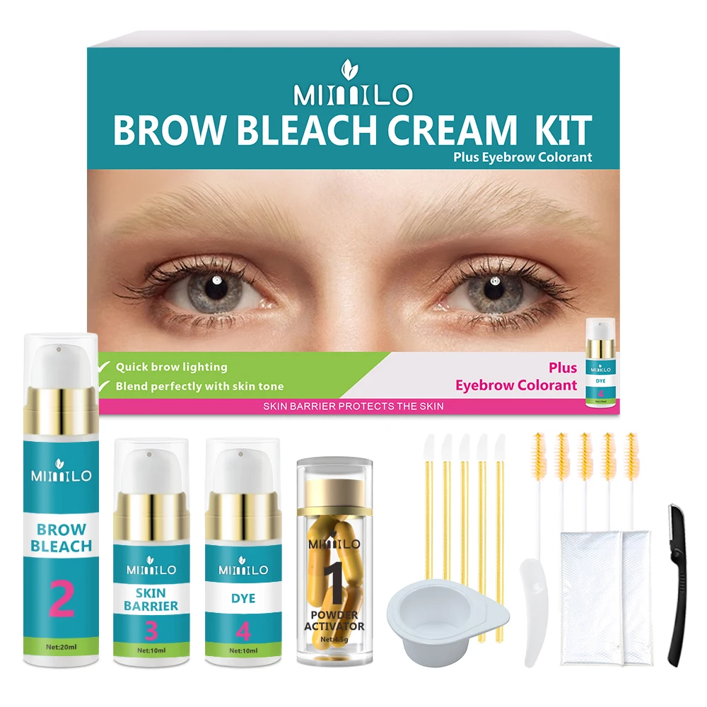 ערכת הבהרת גבות 2 ב-1, מתאימה לצבע הגבות כדי להתאים את המראה, עם צביעה כדי לשחזר צבע השיער המקורי