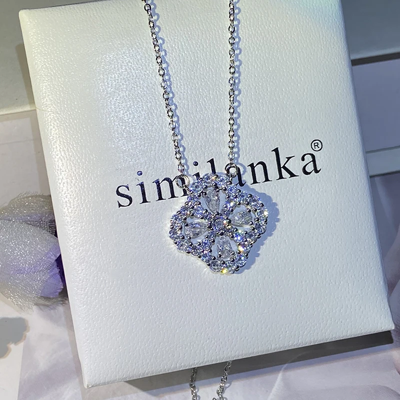 2022 NEW Exquisite  Flower Hollow Out Pendant Necklace For Women Silver S925 Clavicle Chain Engagement Wedding Gift Jewelry