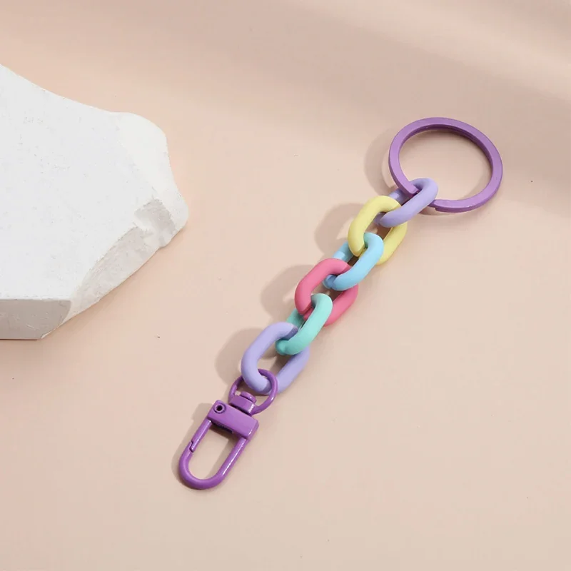 

Colorful Keychain Acrylic Plastic Link Chain Keychain Creative Handmade Anti-lost Phone Key Ring For Women Girls DIY Gifts