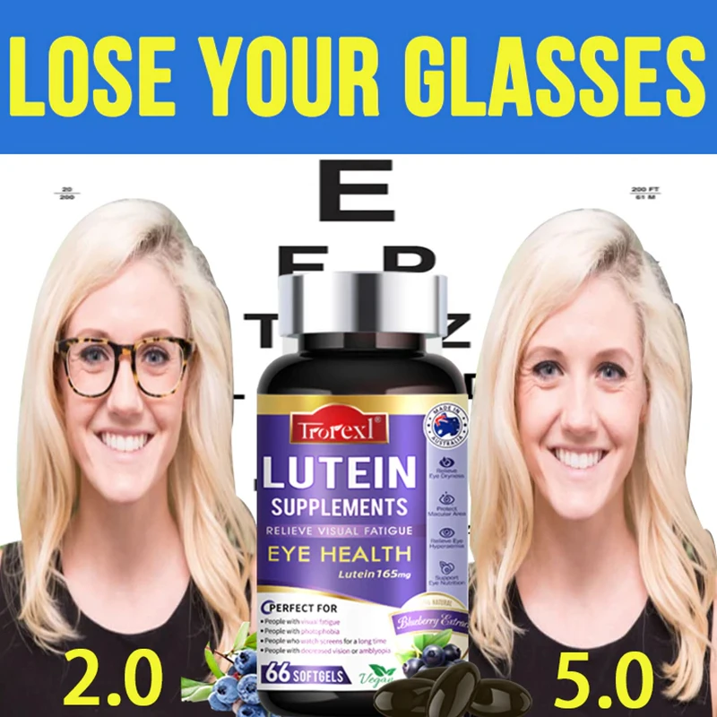 

Eye Vitamins with Lutein,bilberry Extract for Eyestrain, Dry Eyes, and Vision Health,vision Restoration and Myopia Support