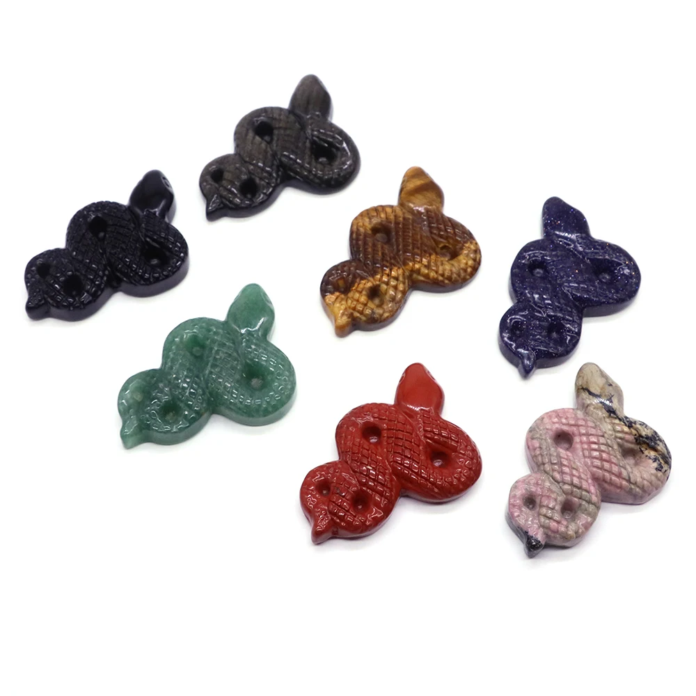 Natural Stones Snake Skull Carved Quartz Crystal Reiki Healing Gemstone Cleansing Protection Animal Figurine Home Decor Gift 2
