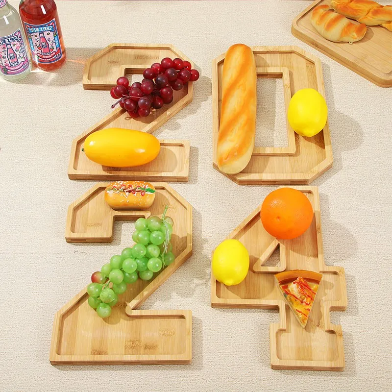 Wooden Digital Tray Home Party Birthday Party Decoration Dessert Plate Fruit Vegetable Cheese Platter Kitchen Cooked Food Plate