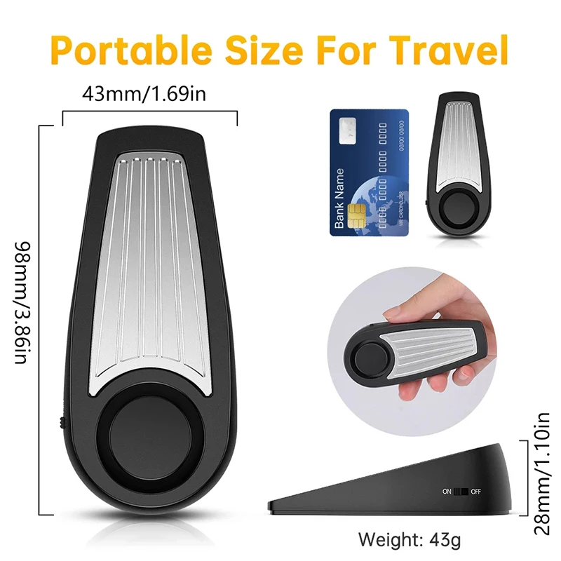 130dB Door Stop Alarm Portable Security Detection For Home Wedge Shaped Door Stopper Alert System Personal Defense