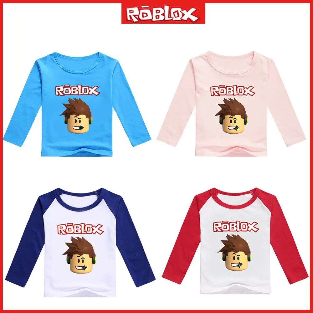 

New Roblox Cartoon Pattern Childrenround Neck Casual Four Season Universal Top Baby Base Shirt Children Long Sleeve Christmas