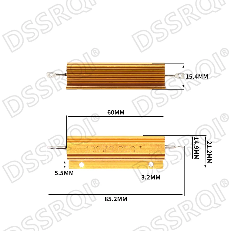 Wirewound Resistor 50W 100W Aluminum Power Metal Shell Case 0.01R ~ 100K 1 4 5 6 8 10 20 200 500 1K ohm RX24 DSSRQI