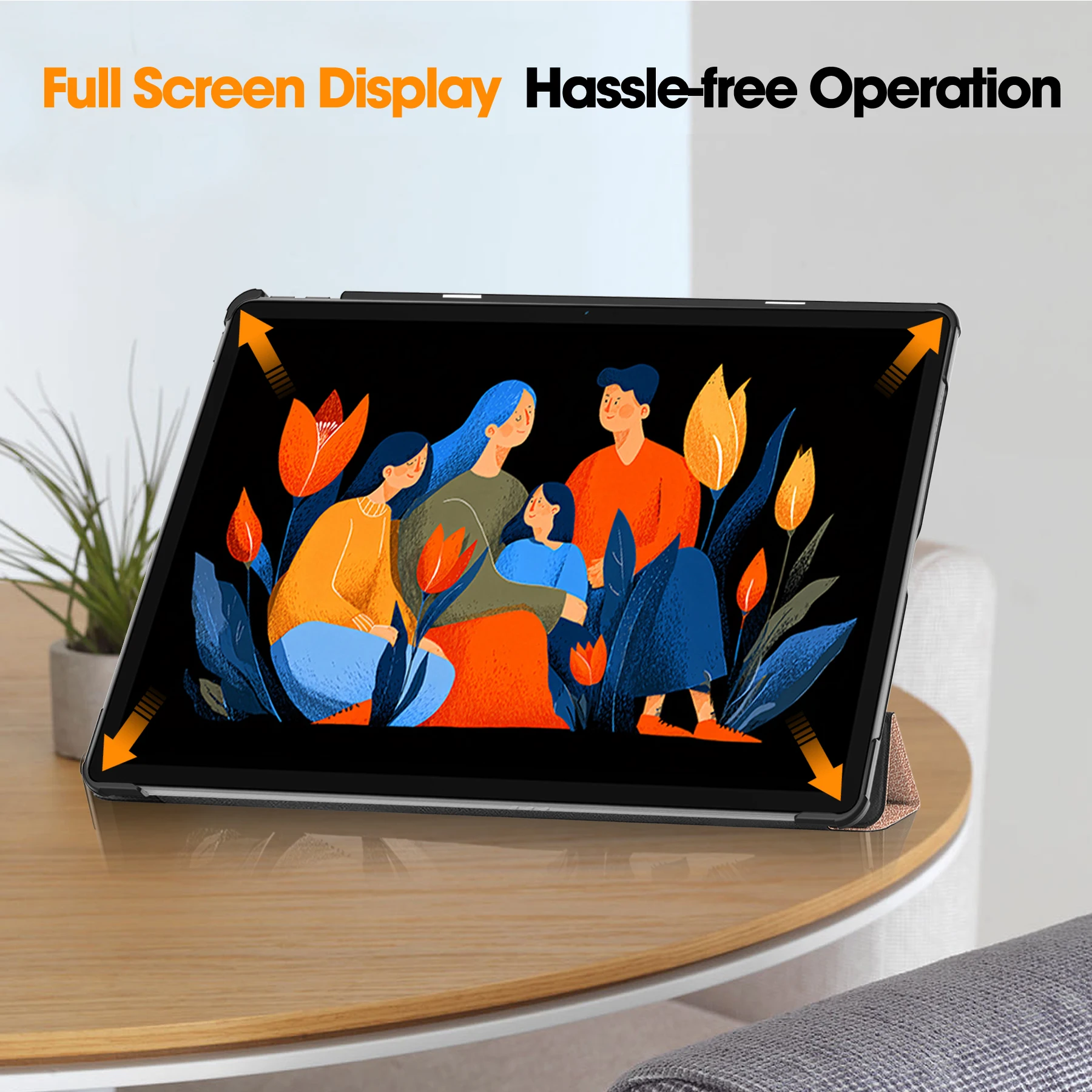 Premium Tri-Fold Stand PU Leather Tablet Case - 12.1 Inch