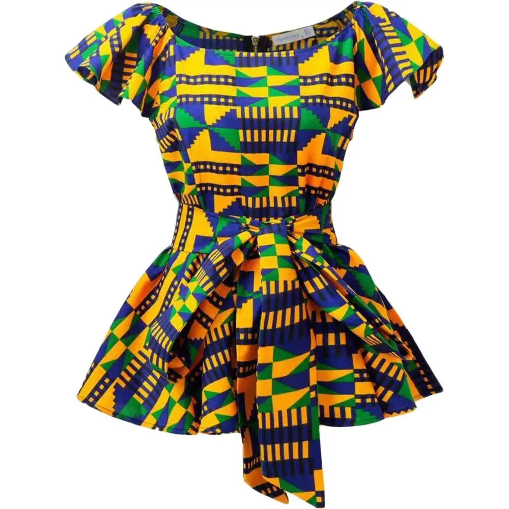 African Clothes For Women 2022 New Fashion Ankara Print Tops Belt Sleeve Tops Casual Tees Shirt Slim Fit Club Wear Party Blouse t shirt men 3d print lion t shirt tees lion king t shirts unisex clothes 2022 summer men clothing tops double color men t shirt