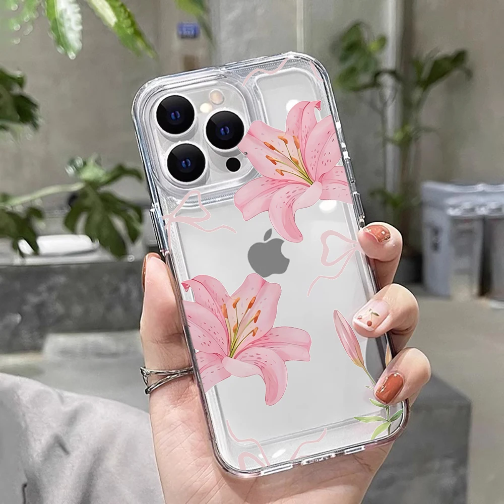 Floral Shockproof Transparent Silicone Phone Case
