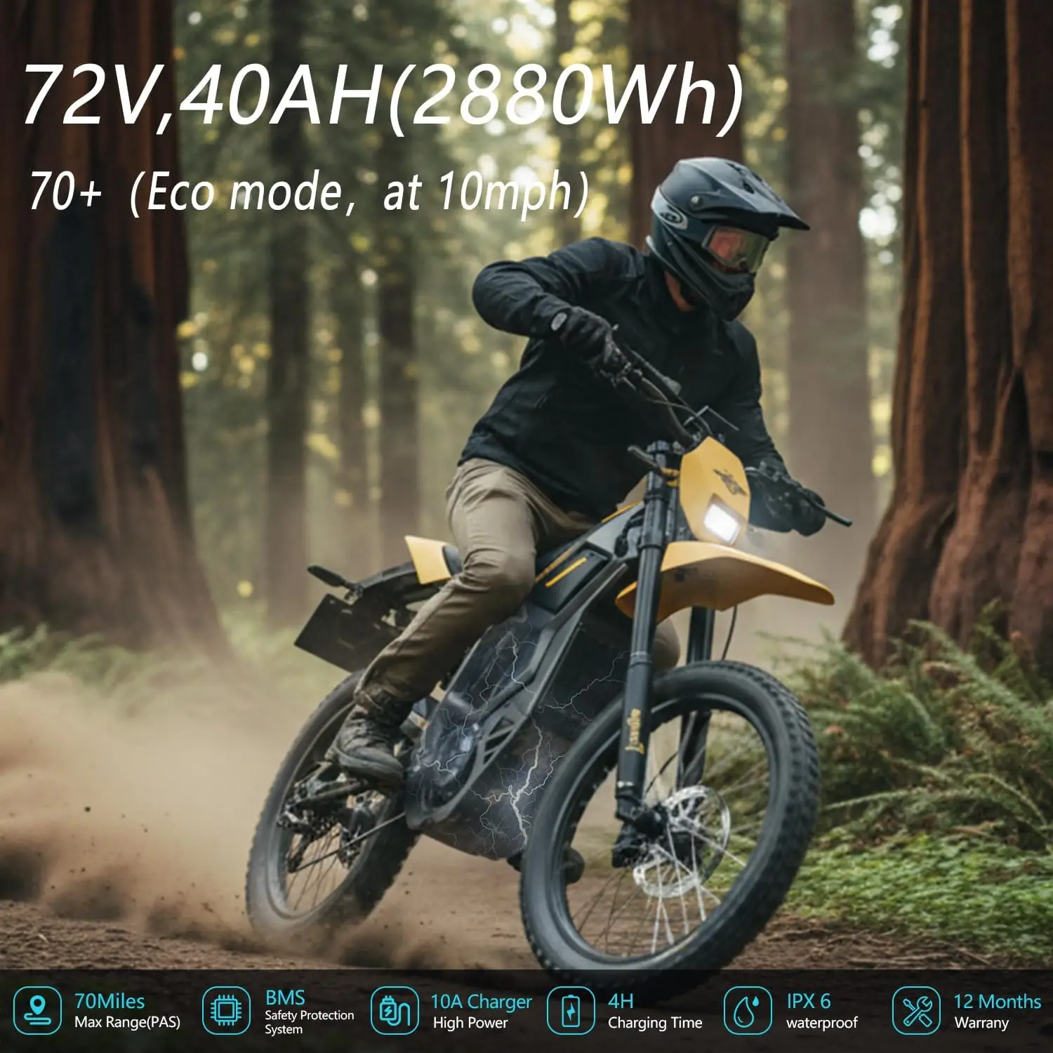 Freego Nova 5 Electric Dirt Bike Mid-Drive Motor 8000W 53MPH Electric Motorcycle Bike for Adults Hydraulic Brakes Off-Road Bike