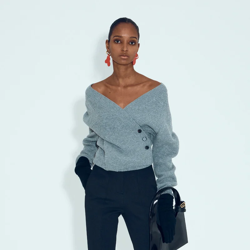 Recto Drop Shoulder Cardigan Grey 